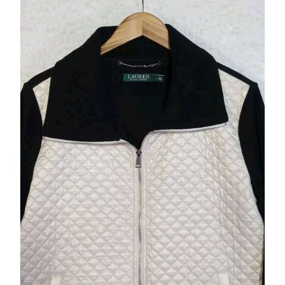 Lauren Ralph Lauren Women's Diamond Quilted Fleece Jacket Full Zip Size Large - Picture 2 of 12